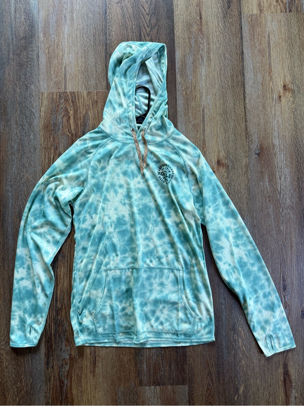 Howler Brothers Mint Green Tie-Dye Hoodie with Tan Drawstring